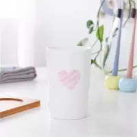 简约情侣漱口杯陶瓷刷牙杯创意洗漱杯子一对牙缸杯牙杯牙刷杯套装 三维工匠 蓝色爱心单杯