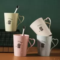日式创意可爱口杯牙缸刷牙杯漱口杯牙具杯子家用情侣牙刷杯洗漱杯 三维工匠 随机三色