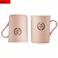 小麦秸秆刷牙杯家用一家四口简约带把口杯创意儿童漱口杯套装牙杯 三维工匠 绿色洗漱杯