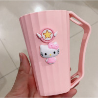 儿童卡通洗漱杯创意手柄抱抱耐摔漱口杯情侣刷牙杯家用可爱牙缸杯 三维工匠 抱抱KT