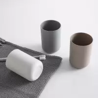 2个装日系素色ins风刷牙杯家用洗漱杯牙杯创意简约情侣漱口杯酒店 三维工匠 日系灰+日系白(狠划算)