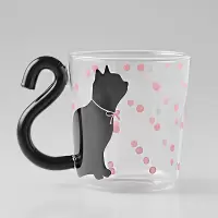 猫咪玻璃漱口杯情侣牙刷杯一对家用刷牙杯子套装创意可爱卡通牙缸 三维工匠 点点粉猫洗漱杯