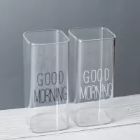 北欧刷牙杯情侣套装简约漱口杯玻璃家用创意洗漱杯子一对韩国牙缸 三维工匠 [白色+黑色]