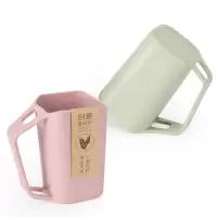 创意防垢小麦秸秆杯漱口杯韩国洗漱水杯牙缸刷牙杯子情侣套装家用 三维工匠 淡雅粉+麦穗黄洗漱杯