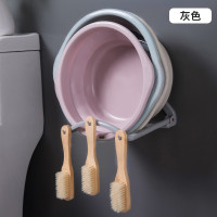 脸盆收纳架卫生间置物架壁挂浴室厕所免打孔盆子放洗脸盆架子KY型 三维工匠 米色-1个装储物架