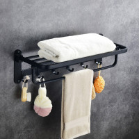 免打孔卫生间浴室置物架不锈钢毛巾架浴巾架壁挂五金挂件套装组合 三维工匠 双层毛巾架
