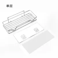免打孔浴室置物架卫生间化妆品收纳架储物架吸壁式不锈钢收纳壁挂 三维工匠 单层不锈钢