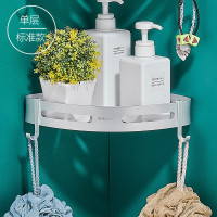 免打孔卫生间三角置物架浴室墙角转角架浴室太空铝洗手间收纳架 三维工匠 太空银19074-单层储物架