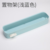 北欧简约挂毛巾杆置物架卫生间免打孔挂架浴室晾手巾挂钩创意 三维工匠 浅蓝色(置物款+毛巾杆)