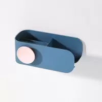 吹风机置物架免打孔北欧浴室剃须刀壁挂式家用卫生间多功能收纳架 三维工匠 种草丛专享深蓝色储物架