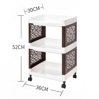 厨房置物架塑料浴室卫生间落地多层收纳架子家用储物推车整理架 三维工匠 [新品]白色小号3层储物架