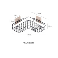 免打孔转角置物架卫生间三角架浴室壁挂沐浴露洗发水收纳架 三维工匠 黑色铁艺喷漆储物架