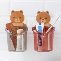 卫生间收纳架免打孔厕所置物架家用浴室墙上壁挂梳子化妆品收纳盒 三维工匠 茶色+灰色情侣两个装浴室置物架