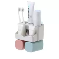 挤牙膏壁挂式全自动挤压器套装牙刷架牙膏架置物架家用免打孔 三维工匠 挤牙膏器[带2个洗漱杯]