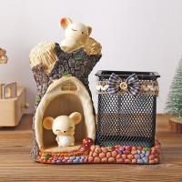 鼠年创意笔筒桌面摆件时尚个性可爱学生男孩女孩儿童生日礼品 三维工匠 B款耳朵鼠笔筒(站姿)