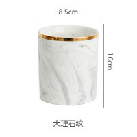 ins北欧大理石纹笔筒陶瓷金边花器瓶化妆刷收纳筒眉笔梳子眼影桶 三维工匠 珍珠釉