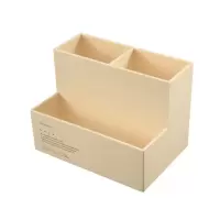 可爱创意文具简约多功能学生小清新塑料收纳桌面笔筒时尚办公用品 三维工匠 三格粉红(3618)