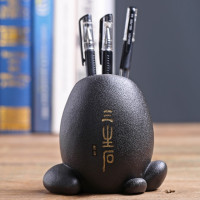 笔筒女ins学生桌面办公室创意北欧个性简约陶瓷花瓶摆件客厅插花 三维工匠 三生石不含笔