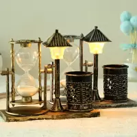 生日沙漏计时器创意小摆件 笔筒 生日女生 学生礼品 白 三维工匠 银白色