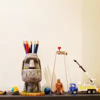 创意摩艾石像笔筒学生收纳罐复活岛moai笔托办公室笔座个性收纳盒 三维工匠