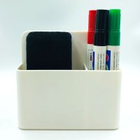 买就送4白板笔+1板擦 磁性可吸附笔筒磁性白板笔盒粉笔筒收纳盒 三维工匠 大号绿色笔盒+4白板笔+1板擦