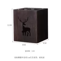 创意时尚可爱笔筒实木中式复古化妆刷桌面收纳盒办公室办公用品 三维工匠
