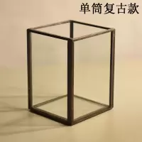 创意时尚商务办公简约多功能笔筒学生文具收纳北欧化妆女ins笔筒 三维工匠 单筒金色款