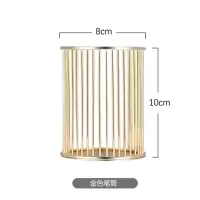 简约ins北欧风金属笔筒置物架铁艺玫瑰金笔筒办公室桌面收纳筐 三维工匠 六角组合笔筒[玫瑰金]