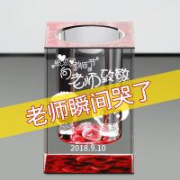 水晶笔筒定制教师节送女老师的实用创意毕业礼品同学会纪念品 三维工匠 中号玫瑰花(模板留言)