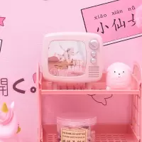 粉色桌面摆件少女心软妹电视机存钱罐房间装饰摆件储蓄罐学生 三维工匠