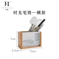日式实木相框笔筒创意时尚照片定制办公室桌面摆件文具收纳盒 三维工匠 竖款