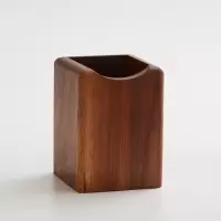 实木笔筒定制刻字刻logo榉木黑胡桃木收纳盒创意木质桌面笔筒礼品 三维工匠 黑胡桃木方笔筒(10cmX7.5cm)