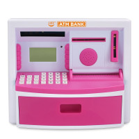 atm机存钱罐男孩儿童密码箱可存可取女生储蓄罐大容量大人用家用 三维工匠 红色语音播报-闹钟显示