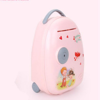 大号抖音款网红存钱罐创意儿童防摔atm自动卷钱储蓄罐生日女 三维工匠 绿色-钥匙款拉杆箱存钱罐