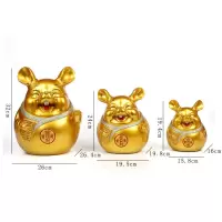 老鼠存钱罐只进不出可取储蓄罐大人儿童家用办公创意摆件大号 三维工匠 中号鼠/送金垫可存可取