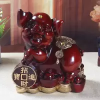 超大号金猪存钱罐仿红木猪储钱罐家用储蓄罐创意生肖摆件儿童 三维工匠 发财猪《存5000硬币》可存可取