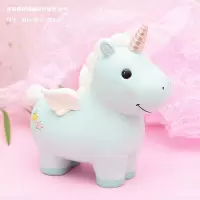 网红创意独角兽不可取储蓄存钱罐大容量儿童女生可爱防摔只进不出 三维工匠 独角兽淡蓝色大号储蓄罐