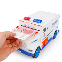 运钞车存钱罐女生儿童创意汽车储蓄罐网红密码箱男孩防摔可存可取 三维工匠 [电池-黄色SUV越野车]趣味存钱★九大功能