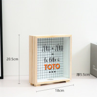 ins北欧透明存钱罐网红创意储钱箱个性木质储蓄罐硬币零钱收纳 三维工匠 绿(送一米灯串)