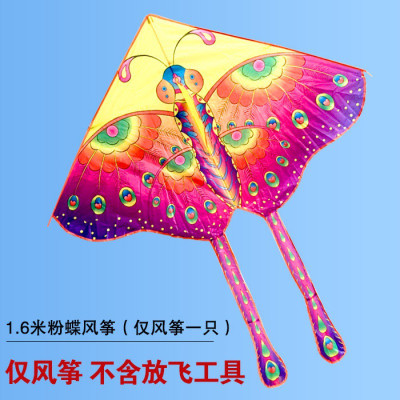 潍坊风筝新款儿童初学者卡通三角大蝴蝶微风易飞成型传统特色创意 三维工匠 2米绿彩蝶+350米自锁轮