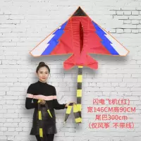 潍坊风筝 飞机风筝儿童卡通微风易飞成人初学者三角风筝创意 三维工匠 闪电飞机-蓝+200米黑色线轮