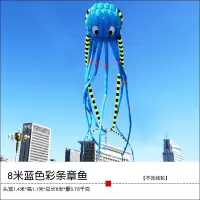潍坊风筝软体大章鱼水母大象无骨8米10米15米大型成人抗风好飞创意 三维工匠 8米蓝色筒子章鱼[不含线轮]
