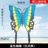 潍坊2020年新款风筝儿童卡通微风易飞蝴蝶风筝大型初学者线轮创意 三维工匠 蓝色蝴蝶+22小轴镂空线轮+500米线