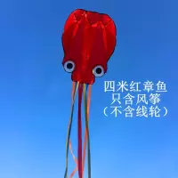 潍坊软体风筝章鱼成人儿童大型2020新款风筝线轮立体微风易飞金鱼创意 三维工匠 4米红章鱼+100米线板