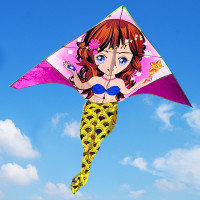 新款 美人鱼风筝儿童卡通潍坊风筝微风易飞带线轮女孩初学者 创意 三维工匠 1.4米美人鱼(不要线)