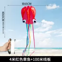 潍坊2020年新款大型章鱼软体风筝初学者儿童微风易飞风筝线盘创意 三维工匠 4米红色章鱼+18镂空线轮+200米线