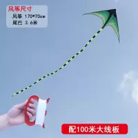 微风易飞风筝新款大原风筝三角风筝大型成人初学者儿童风筝创意 三维工匠 成人款/2米大草原+10米黑绿飘尾(仅风筝)
