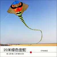潍坊风筝2020新款长尾金蛇大蛇青蛇成型三角微风易飞T164创意 三维工匠 20米绿色金蛇+500米蓝白线轮