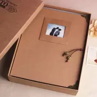 三维工匠复古相册diy手工粘贴式影集创意浪漫情侣恋爱纪念本情人生日 三维工 [黑色相框]送礼包+礼盒 [30页60面]送