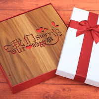 木质相册diy手工情侣纪念册韩国浪漫创意影集送男友生日闺蜜 三维工匠 16寸宝贝足迹